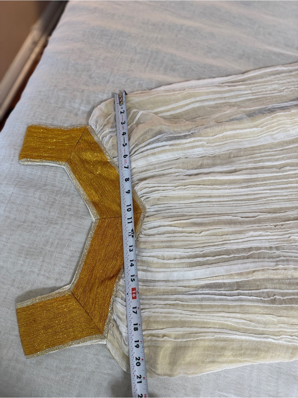 π Greek Goddess White and Gold Maxi Dress with Sash - Picture 8 of 11